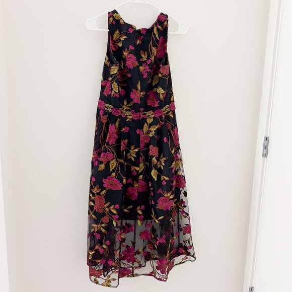 Adrianna Papell Black Embroidered Floral Midi Dress - Picture 5 of 5